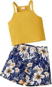 lot 23184 image: Doresbebe Toddler Girls Summer Clothes 2 Piece Outfits Tank Tops Sleeveless Shirt Floral Shorts Hawaiian Clothing Sets SIZE 4T TO 5T