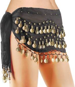 lot 23185 image: Belly Dance Hip Scarf, Womens Chiffon Belly Dancing Scarf with 128 Coins for Yoga Class