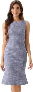 lot 23191 image: Allegra K Tweed Dress for Womens Summer Sleeveless Elegant Plaid Bodycon Dresses SIZE S