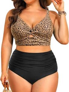 lot 23203 image: Daci Plus Size Two Piece Swimsuits - Women High Waisted Bikini Tummy Control Bathing Suits Knot Twist Swimwear 2025 SIZE 18W