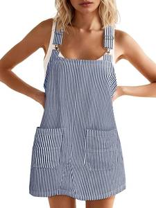 lot 23204 image: Yousify Womens Casual Denim Dress Summer Striped Overalls Romper Adjustable Straps Sleeveless Jean Dresses with Pockets SIZE S