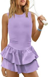 lot 23207 image: Yanekop Womens Tennis Dress with Built in Shorts Backless Athletic Dresses Workout Golf Mini Dress Activewear Outfits SIZE L