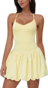 lot 23212 image: ABOCIW Womens Bubble Tennis Dress Squre Neck Sleeveless Workout Golf Athletic Dresses Build in Shorts with Pockets SIZE M