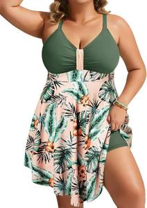 lot 23415 image: Hanna Nikole Womens Plus Size Swim Dress Swimsuit One Piece Tummy Control Bathing Suit Flowy Body Shaping Swimwear Size 16W