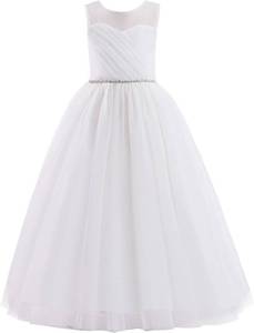 lot 23418 image: Glamulice Flower Girl Wedding Dress Tulle Long A Line Holiday Birthday Party Ball Gown Girls Formal Pageant Maxi Dresses Size 10