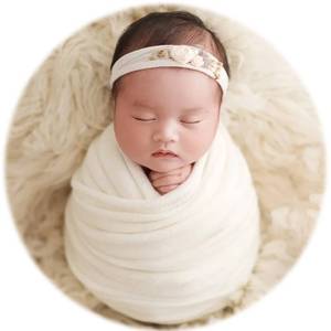 lot 23422 image: Zeroest Newborn Photography Wrap - Newborn Photoshoot Props - Boys & Girls Posing Stretch Knit Blanket (White, Small)