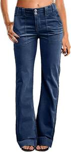lot 23217 image: Flamingals Womens Wide Leg Pants for Women Mid Waist Dress Flare Straight Leg Corduroy Pants Work 31 Inseam Trouser SIZE M
