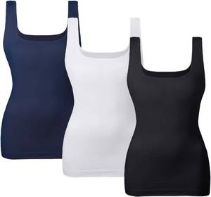 lot 23228 image: EUYZOU Womens Tummy Control Shapewear Tank Tops Seamless Square Neck Compression Tops Slimming Body Shaper Camisole SIZE XXXL - Black &amp White only 2&nbsp