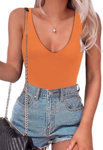 lot 23229 image: SAUNGKUAI Womens Bodysuit Plunge Deep V Neck Backless Sleeveless Going Out Tank Tops Thong Body Suits Leopard SIZE M