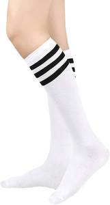 lot 23238 image: Bestjybt Womens Stripes Knee High Tube Socks Casual Athletic Sport Socks