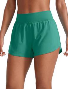 lot 23241 image: CRZ YOGA High Waisted Split Running Shorts for Women 3 - Comfy Mesh Liner for Workout Athletic Gym Track Quick Dry SIZE L COLOR IS GRAY