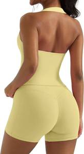 lot 23245 image: OMKAGI 2 Piece Workout Sets for Women Halter Sports Bra Tank Gym Biker Shorts Outfits SIZE S