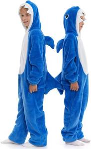 lot 23259 image: HSCTEK Flannel Fleece Child Onesies   Fuzzy Onepiece Hood Costume - Blanket Sleep  Fuzzy Double-sided Flannel, Lightweight Fluffy 3D Sleepwear, Warth Hood, Zip-front Closure, Zipper Hip, Pockets SIZE 7-8 YEARS