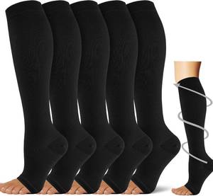 lot 23260 image: 56 Pairs Graduated Compression Socks for Women&Men 20-30mmhg Knee High Socks Travel Hiking Running Stocking