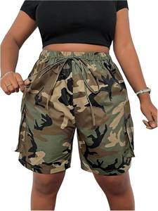 lot 23271 image: SOLY HUX Womens Plus Size Camo Cargo Shorts High Waisted Straight Leg Shorts Casual Summer Short Pants SIZE XL