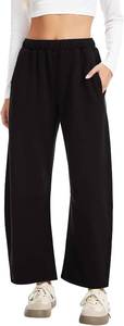 lot 23276 image: OVRUNS Barrel Sweatpants Women Elastic Waisted Barrel Pants Internal Drawstring Baggy Lounge Sweat Pants with Pockets SIZE XL
