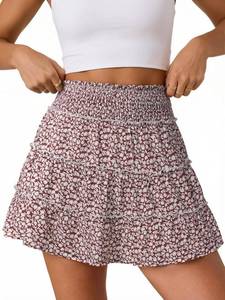 lot 23277 image: NIMIN Summer Flowy Skorts for Women 2026 Casual Cute Floral Boho Skirts Ruffle High Waisted Mini Skirt Built-in Shorts SIZE XXL