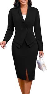 lot 23283 image: Two Piece Business Suit for Women Elegant Blazer Jacket and Skirt Sets Work Formal Office Clothing Sets SIZE M