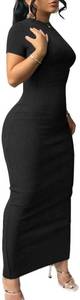 lot 23284 image: Nimsruc Women Summer Short Sleeve Bodycon Maxi Dress Crew Neck Long Dresses Casual Sundress SIZE XL
