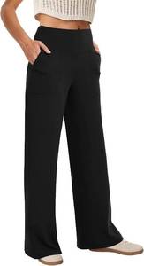 lot 23285 image: COPYLEAF Wide Leg Pants Woman High Waist Yoga Pants with Pockets Loose Stretch Dress Work Sweatpants Casual Lounge SIZE XL