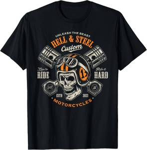 lot 23295 image: Motorcycle Skull and Piston Crossbones for Men Biker T-Shirt SIZE XXXL