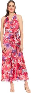 lot 26004 image: London Times Womens V-Neck Waist Tie Ruffle Cascade Dress for Women  Wedding Guest Dresses for Women Size 10