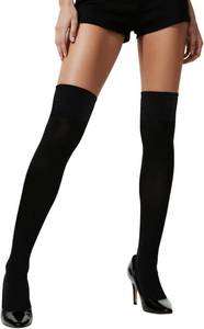 lot 26006 image: COTTON DAY Womens Cotton Thigh High Over Knee Socks Extra Long Boot Stockings Leg Warmers Black Size Small 6-9