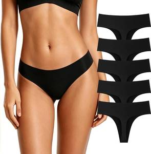 lot 26007 image: Battewa Seamless Womens Incontinence Underwear, Leak Proof Breathable Thongs Panties, 20ml Light Absorbency for Postpartum & Workout 5 Pack (L,Black)