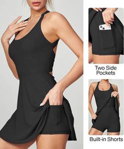 lot 26022 image: Heathyoga Tennis Dress with Built in Shorts and Bra Athletic Dress for Women Summer Cut Out Twisted Golf Workout Dress Size Small
