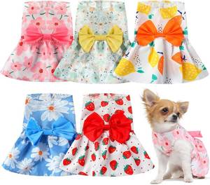 lot 26025 image: Saintrygo 5 Pieces Floral Dog Dress Cute Dog Skirt Pet Dresses Pet Clothes Dresses Cat Princess Bowknot Clothes Puppy Outfits for Yorkie Puppy Cat, 5 Styles(Cute Style,Small)