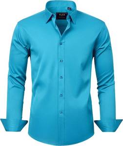 lot 26064 image: J.VER Mens Dress Shirts Solid Long Sleeve Stretch Wrinkle-Free Formal Shirt Business Casual Button Down Shirts Size 2XL