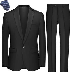 lot 26066 image: Mens Suit 2 Piece One Button Blazer Jacket Pants Tie Set, Slim Solid Tux Suits for Prom Wedding Business Size Large