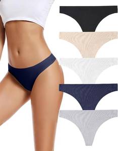 lot 26080 image: voenxe Seamless Women Underwear Thongs,No Show Ladies Thong,No Line Workout Breathable Comfortable Panties,Soft Undies,5-Pack Size Small