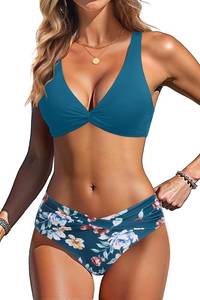 lot 26089 image: Yonique Women Two Piece Swimsuit - Knot Twist Bikini Set V Cut Bathing Suit 2026 Teen Bikini