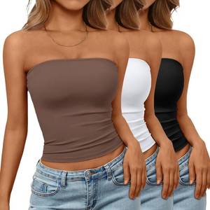 lot 26111 image: Trendy Queen Womens 3 Pack Strapless Bandeau Going Out Crop Tube Tops SIZE Medium