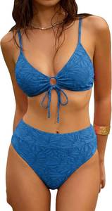 lot 26112 image: ZAFUL Bikini Sets for Women String 2 Piece Swimsuits High Waisted Bathing Suit V Neck Cut Out Swimwear Size Large