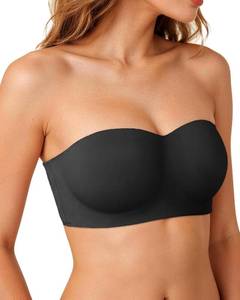 lot 26125 image: Strapless Bras for Women Jelly Supportive Bandeau Bra Non Slip Wireless Padded Push Up Seamless Tube Top Bra Size 2XL