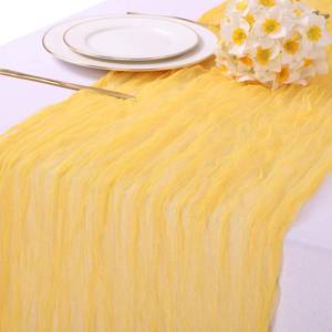 lot 26131 image: 10ft Yellow Table Runner 120inch Gauze Boho Tulle Table Runner Rustic Romantic Spring Summer Bridal Shower Birthday Party Easter Table Decorations