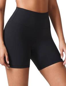 lot 26133 image: Colorfulkoala Dreamlux No Front Seam High Waist Biker Shorts for Women 6 Inseam Workout Yoga Shorts, Black, Size Large