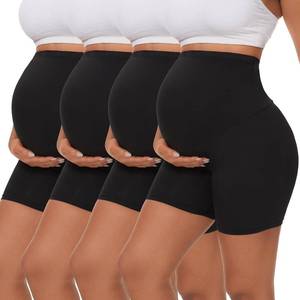 lot 26134 image: Dalavch 4 Pack Womens Maternity Yoga Shorts Over the Belly Pregnancy Biker Workout Active Athletic Pregnant Shorts 5, Size XXL, Black