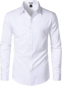 lot 26138 image: ZEROYAA Mens Wrinkle Free Long Sleeve Dress Shirt Business Casual Modern Slim Fit Button Down Shirts for Wedding and Office, Size Large, White