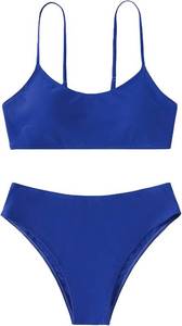 lot 26144 image: SHENHE Girls 2 Piece O Ring Bikini High Waisted Spaghetti Strap Cute Swimsuit Bathing Suit, Size 12Y
