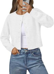 lot 26146 image: LILLUSORY Womens Lightweight Cardigan Cropped Knit Fall Cute Sweaters 2026  Office to brunch,travel essential,drop shoulder,button front,versatile chic,Winter Warm Coat, Size Small, White