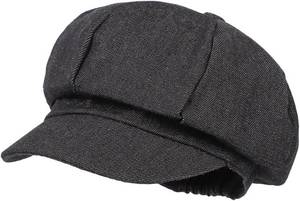 lot 26147 image: Womens Denim Newsboy Cap Visor Beret Hat Cabbie Cap
