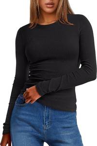 lot 26165 image: ANRABESS Womens Long Sleeve Thermal Shirts Slim Fit Basic Tee Tops Warm Fleece Undershirts 2026 Fall Winter Layer Outfits Black, Size Small
