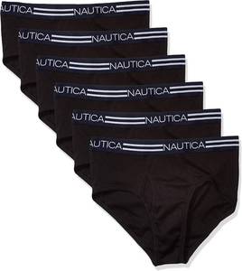 lot 26173 image: Nautica Mens 6 Pack Classic Cotton Fly Front Briefs, Size Large