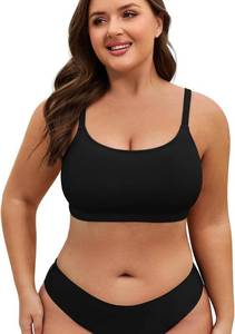 lot 26182 image: American Trends Plus Size Bikini Top for Women Large Bust Swim Tops Sports Swim Bra with Strong Support, Size XL, Black