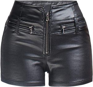 lot 26184 image: NASUN Womens Casual Faux Leather Shorts High Waist Stretch Disco PU Coated Shorts, Size Medium