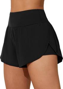 lot 26198 image: ATTRACO Women Swim Shorts Side Split Swim Trunk 2 in 1 Board Shorts with Pockets Swim Bottom, Size Large, Black