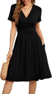 lot 26251 image: WEACZZY Womens Summer Short Sleeve Casual Dresses V-Neck Floral Party Dress with Pockets SIZE XL